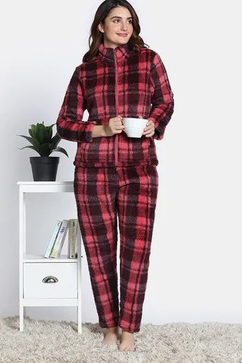 Buy Zivame Soft Snuggles Fur Loungewear Set - Scarlet Smile